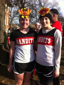 All the pieces of the Bandit Turkey Tiger costumes came together for Catherine and I at the 2012 Edison Park Turkey Trot!
